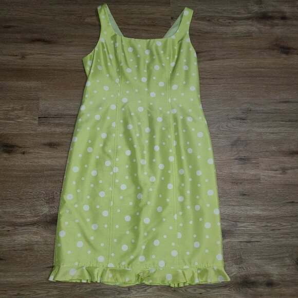 Teri Jon Rickie Freeman 8 Sheath Dress 100% Silk Polka dot Sleeveless Ruffle - Picture 1 of 4